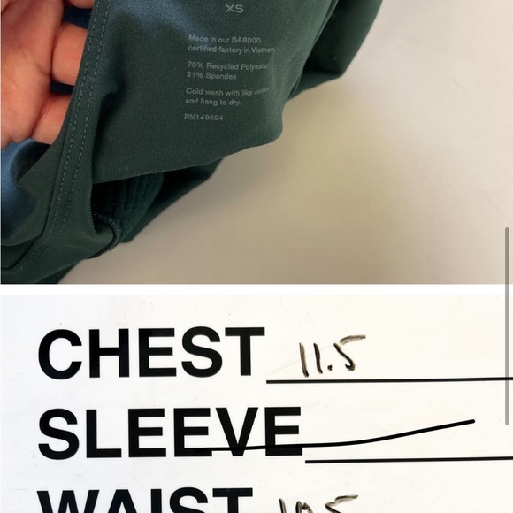 Girlfriend Collective XS Green Bike Unitard Bodysuit Fitted - Picture 3 of 3